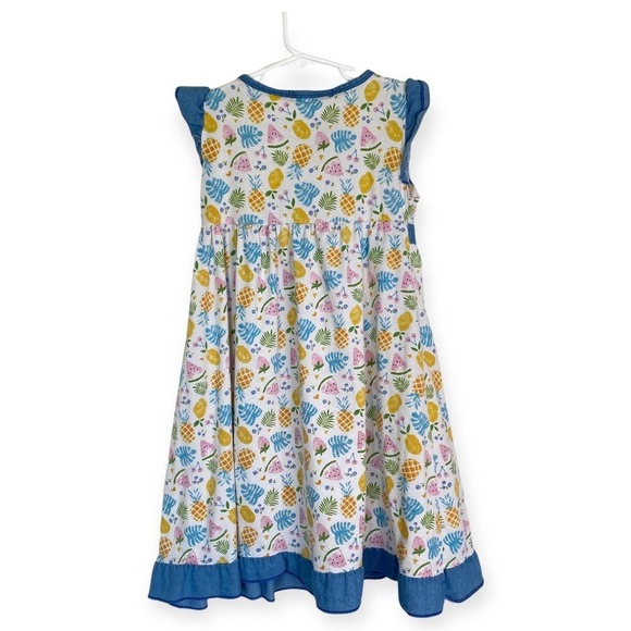 JELLY THE PUG Summertime Mischa Wrap Dress Fruits Pineapple Blue Girl's Size 8 - Picture 2 of 6